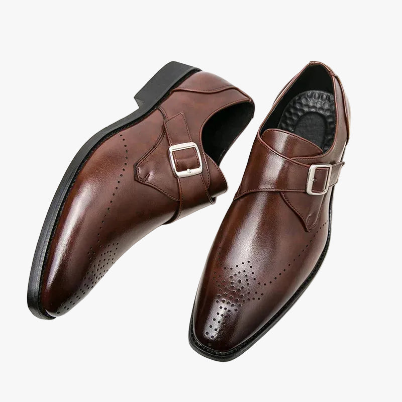 Men's Synthetic Dress Shoes with Monk Strap and Perforated Toe 0