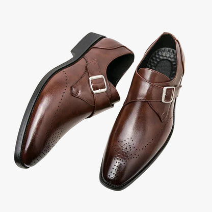 Men's Synthetic Dress Shoes with Monk Strap and Perforated Toe 0