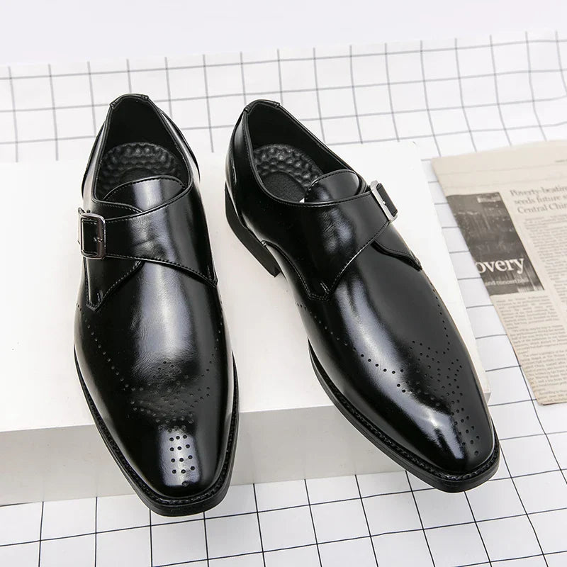 Men's Synthetic Dress Shoes with Monk Strap and Perforated Toe 3