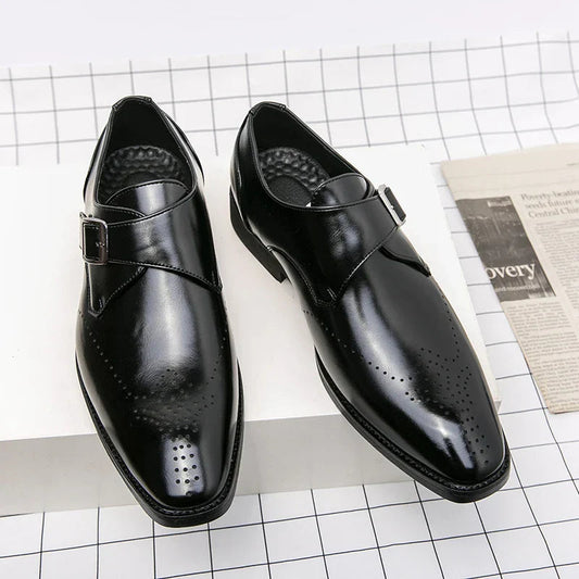 Men's Synthetic Dress Shoes with Monk Strap and Perforated Toe 3