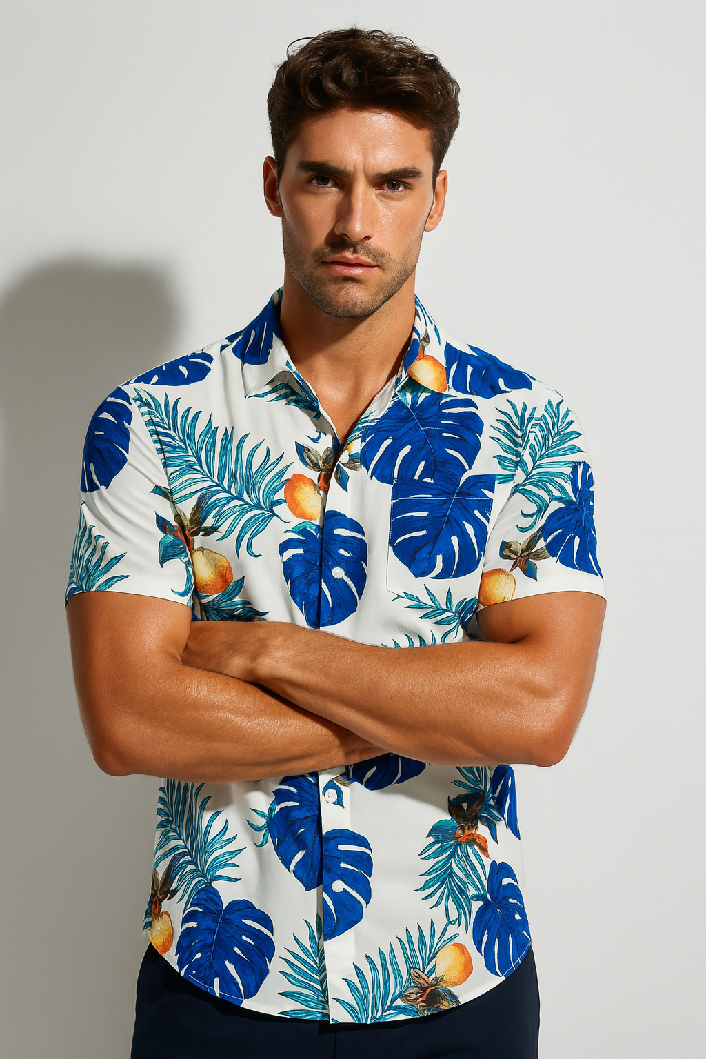 Men’s Tropical Button-Up Shirt Bold Holiday Hawaiian Pattern 3