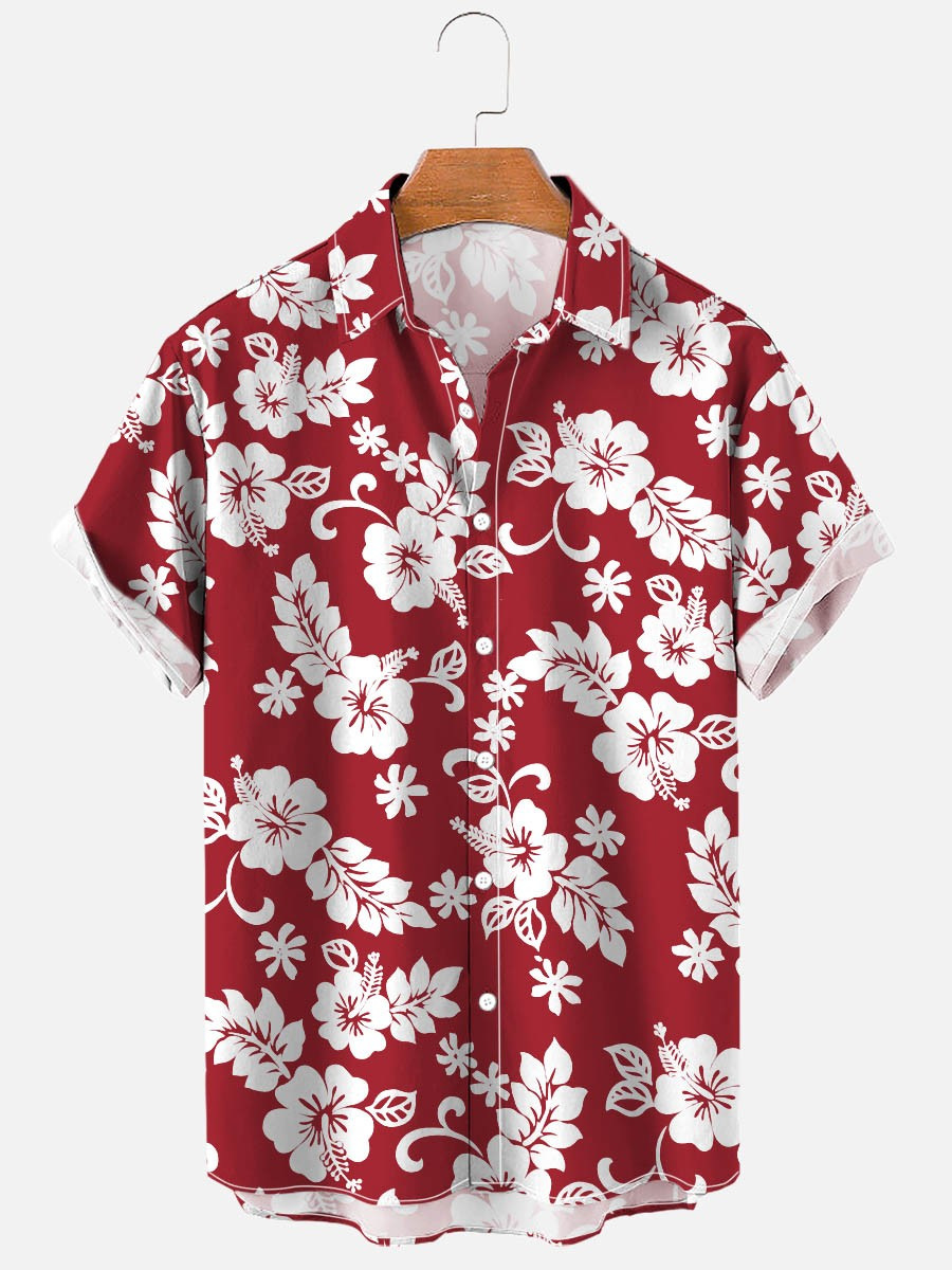 Men’s Tropical Hawaiian Holiday Shirt Short Sleeve Beach Button-Up 1
