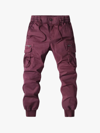 Men's Twill Cargo Jogger Pants with Zip Pockets and Drawstring Waist 1
