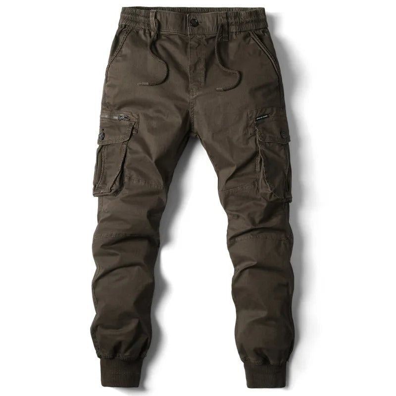 Men's Twill Cargo Jogger Pants with Zip Pockets and Drawstring Waist 2