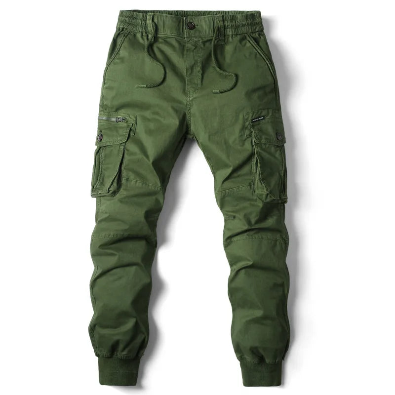 Men's Twill Cargo Jogger Pants with Zip Pockets and Drawstring Waist 3