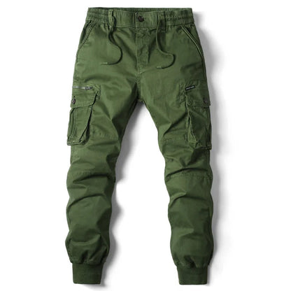 Men's Twill Cargo Jogger Pants with Zip Pockets and Drawstring Waist 3