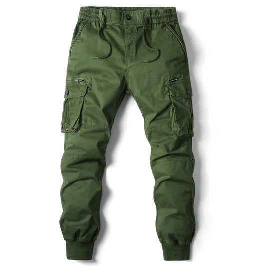 Men's Twill Cargo Jogger Pants with Zip Pockets and Drawstring Waist 3