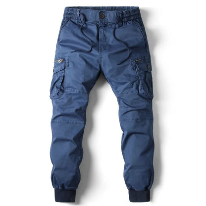 Men's Twill Cargo Jogger Pants with Zip Pockets and Drawstring Waist 4