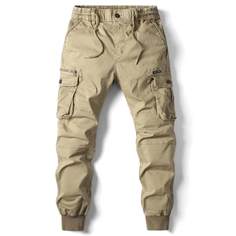 Men's Twill Cargo Jogger Pants with Zip Pockets and Drawstring Waist 5