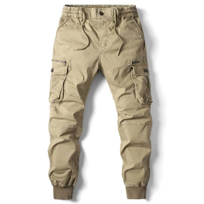 Men's Twill Cargo Jogger Pants with Zip Pockets and Drawstring Waist 5