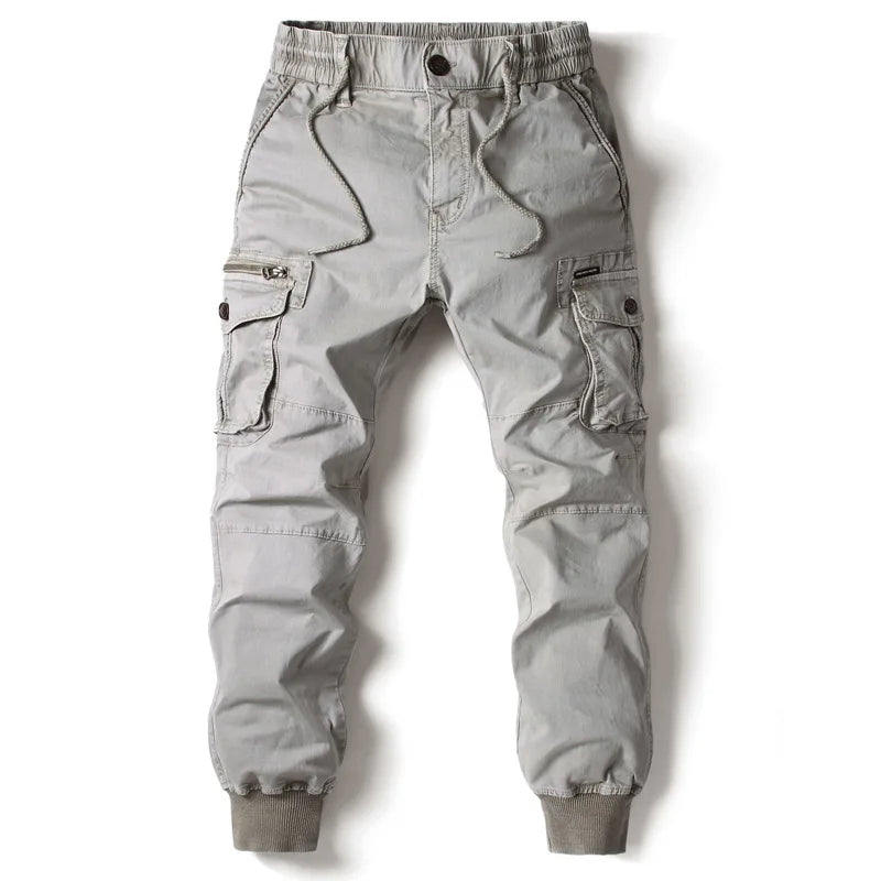 Men's Twill Cargo Jogger Pants with Zip Pockets and Drawstring Waist 6