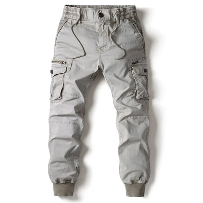Men's Twill Cargo Jogger Pants with Zip Pockets and Drawstring Waist 6
