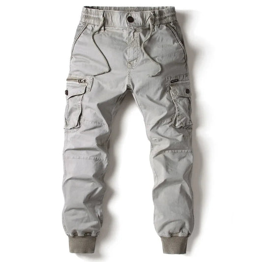 Men's Twill Cargo Jogger Pants with Zip Pockets and Drawstring Waist 6