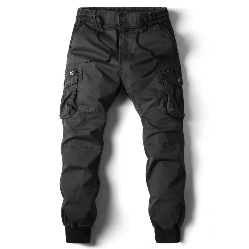 Men's Twill Cargo Jogger Pants with Zip Pockets and Drawstring Waist 8