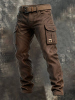 Men's Utility Woven Cargo Pants with Belt and Flap Pockets 0