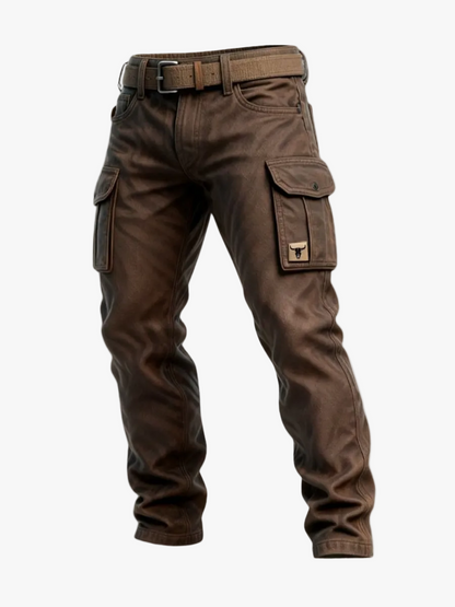Men's Utility Woven Cargo Pants with Belt and Flap Pockets 1