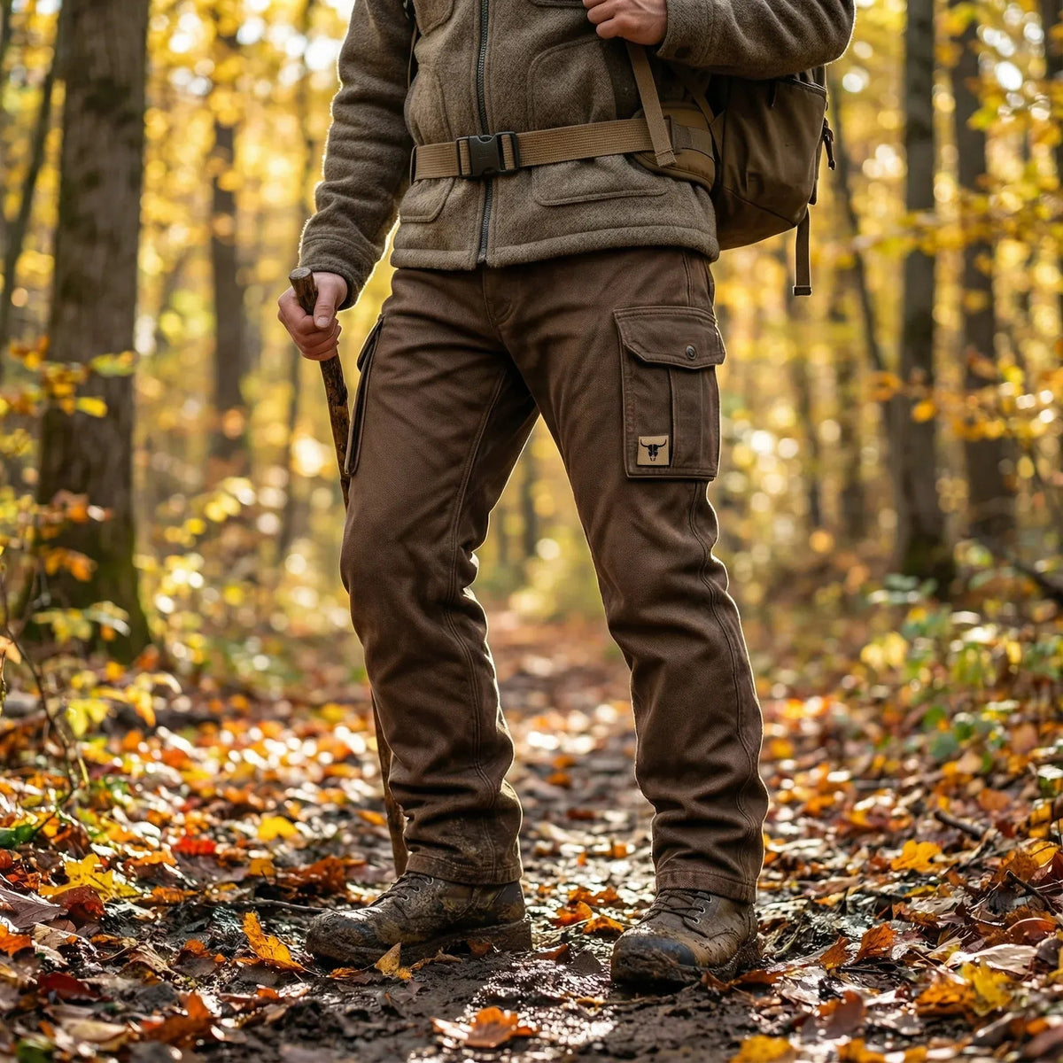 Men's Utility Woven Cargo Pants with Belt and Flap Pockets 2