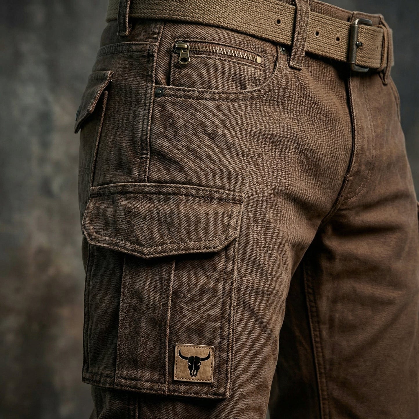 Men's Utility Woven Cargo Pants with Belt and Flap Pockets 3