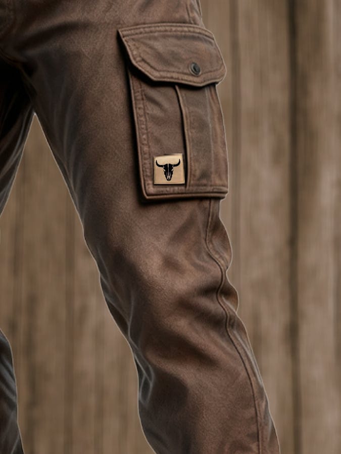 Men's Utility Woven Cargo Pants with Belt and Flap Pockets 5