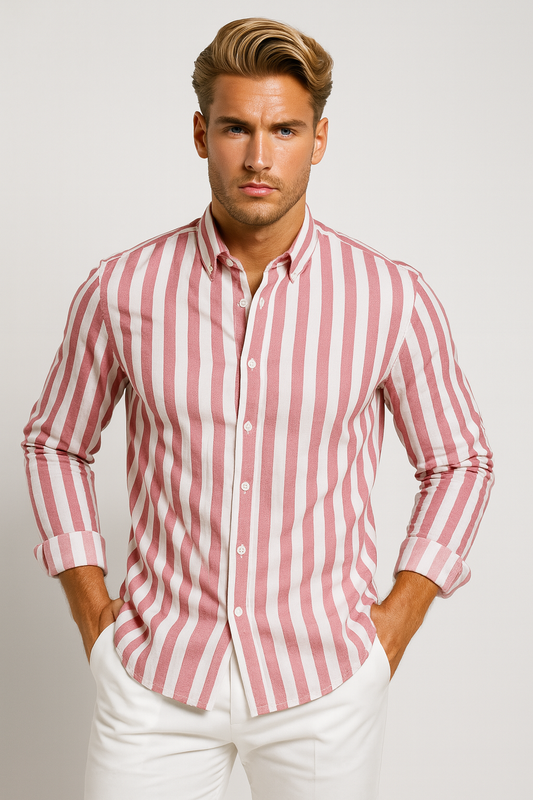 Men’s Vertical Stripe Button-Down Shirt 2