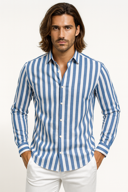Men’s Vertical Stripe Button-Down Shirt 3