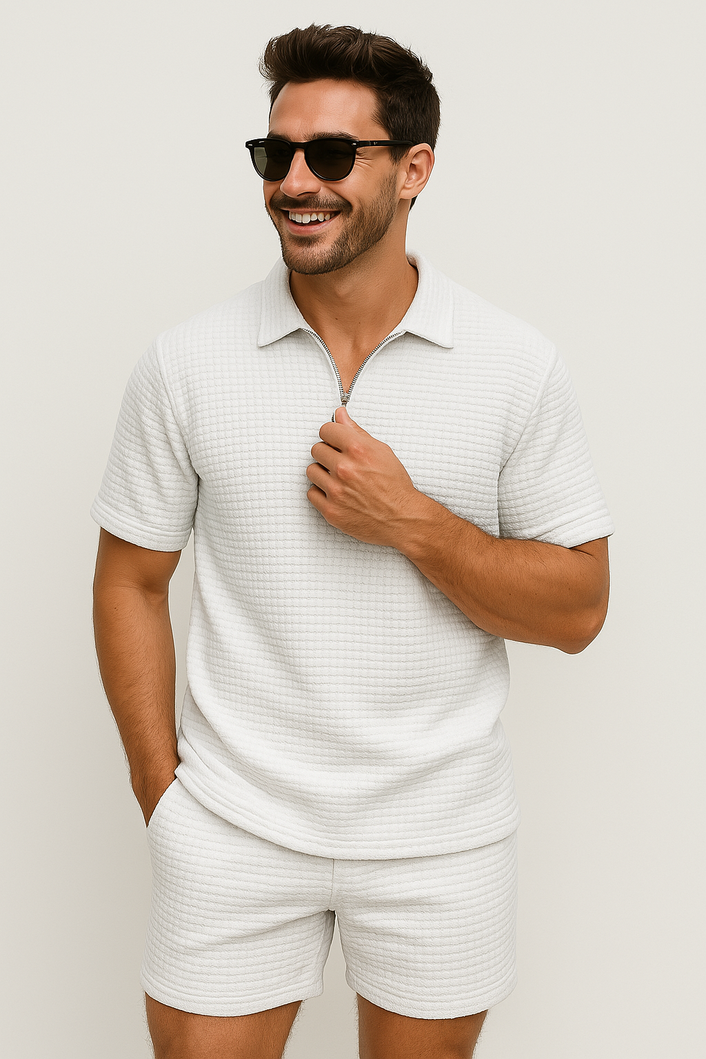 Men’s Waffle Texture Two-Piece Set 0
