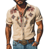 Men's Western Embroidered Short-Sleeve Shirt 0