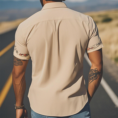 Men's Western Embroidered Short-Sleeve Shirt 5