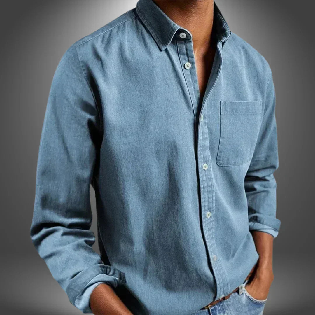 Men's Woven Button-Up Shirt with Spread Collar and Chest Pocket 7