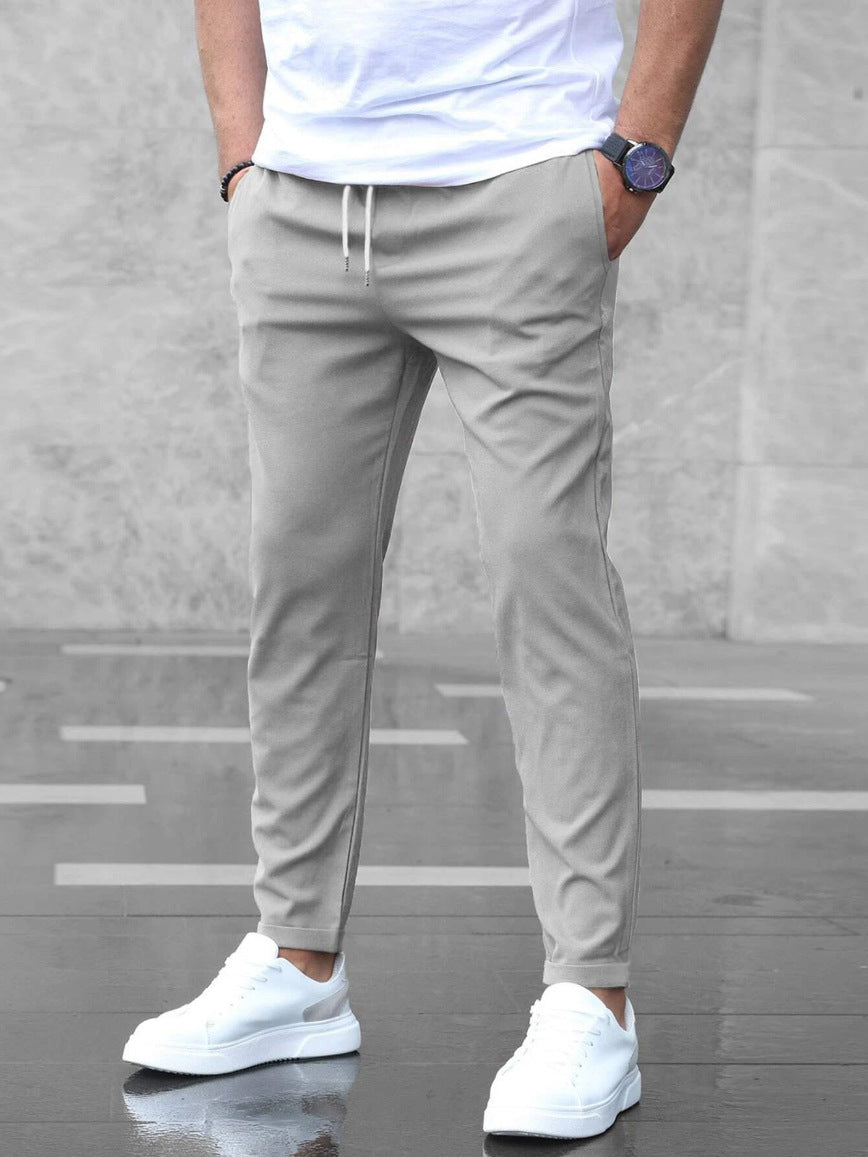 Men's Woven Jogger Pants with Drawstring Waist and Side Pockets 0