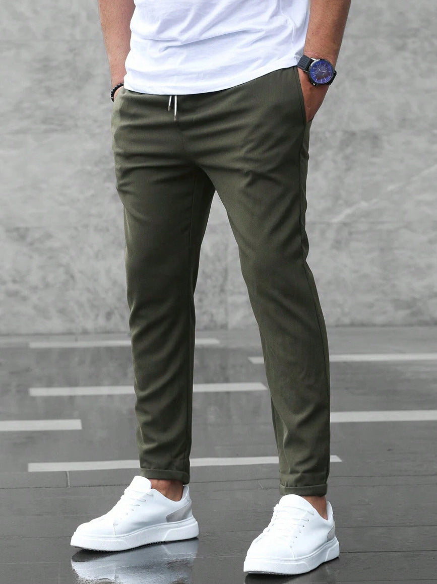 Men's Woven Jogger Pants with Drawstring Waist and Side Pockets 2