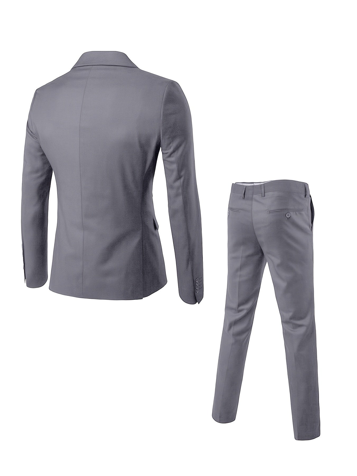 Men's Woven Suit Set with Notch Lapels and Two-Button Jacket 4