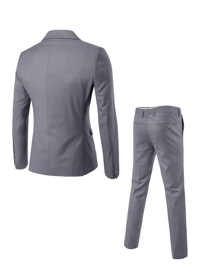 Men's Woven Suit Set with Notch Lapels and Two-Button Jacket 4