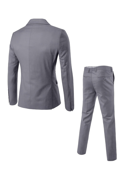 Men's Woven Suit Set with Notch Lapels and Two-Button Jacket 4