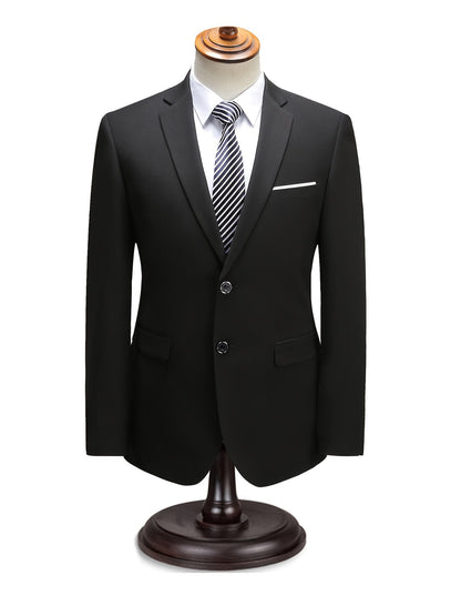 Men's Woven Suit Set with Notch Lapels and Two-Button Jacket 8
