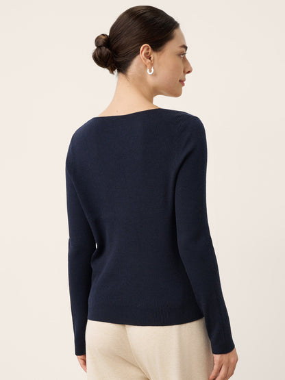 Merino Wool Knot Detail Asymmetric Cutout Top QUINNLEY 1