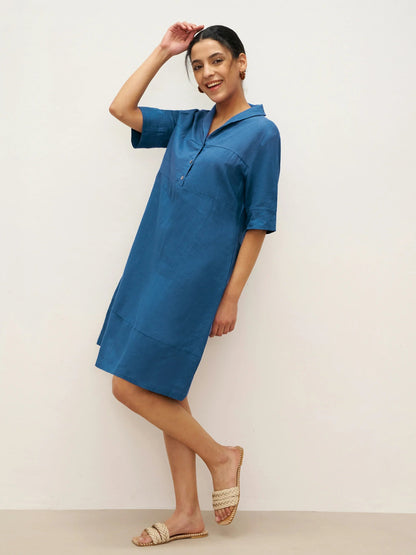 Mia | Relaxed Artisanal Summer Dress in Sea Blue 1