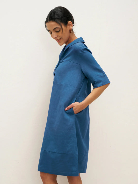 Mia | Relaxed Artisanal Summer Dress in Sea Blue 2