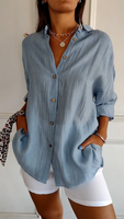 Mia | Relaxed Lightweight Linen Button-Down Shirt 0