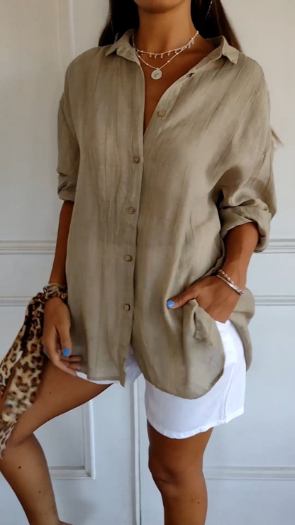 Mia | Relaxed Lightweight Linen Button-Down Shirt 1