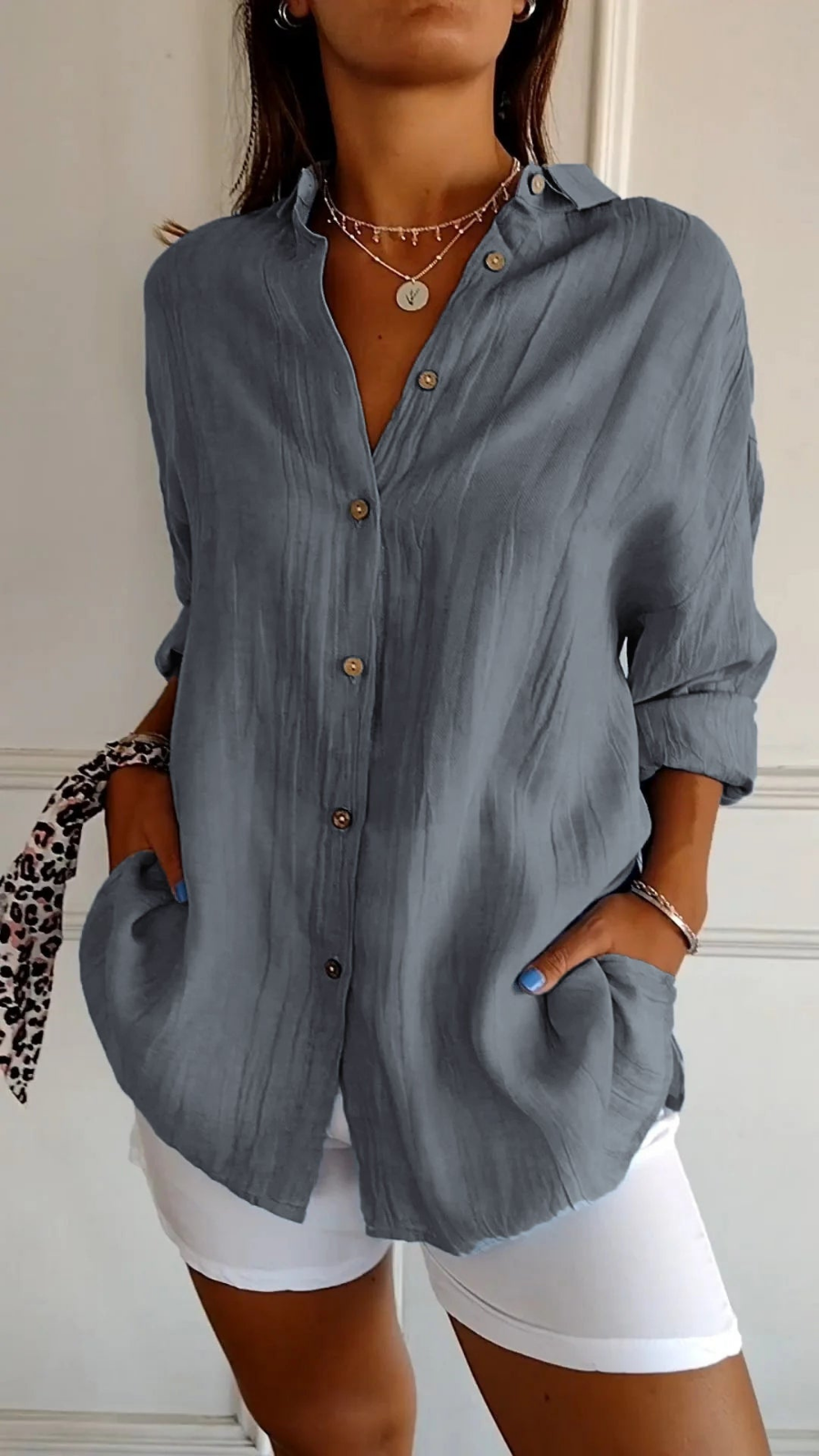 Mia | Relaxed Lightweight Linen Button-Down Shirt 10