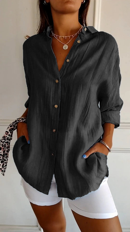 Mia | Relaxed Lightweight Linen Button-Down Shirt 11