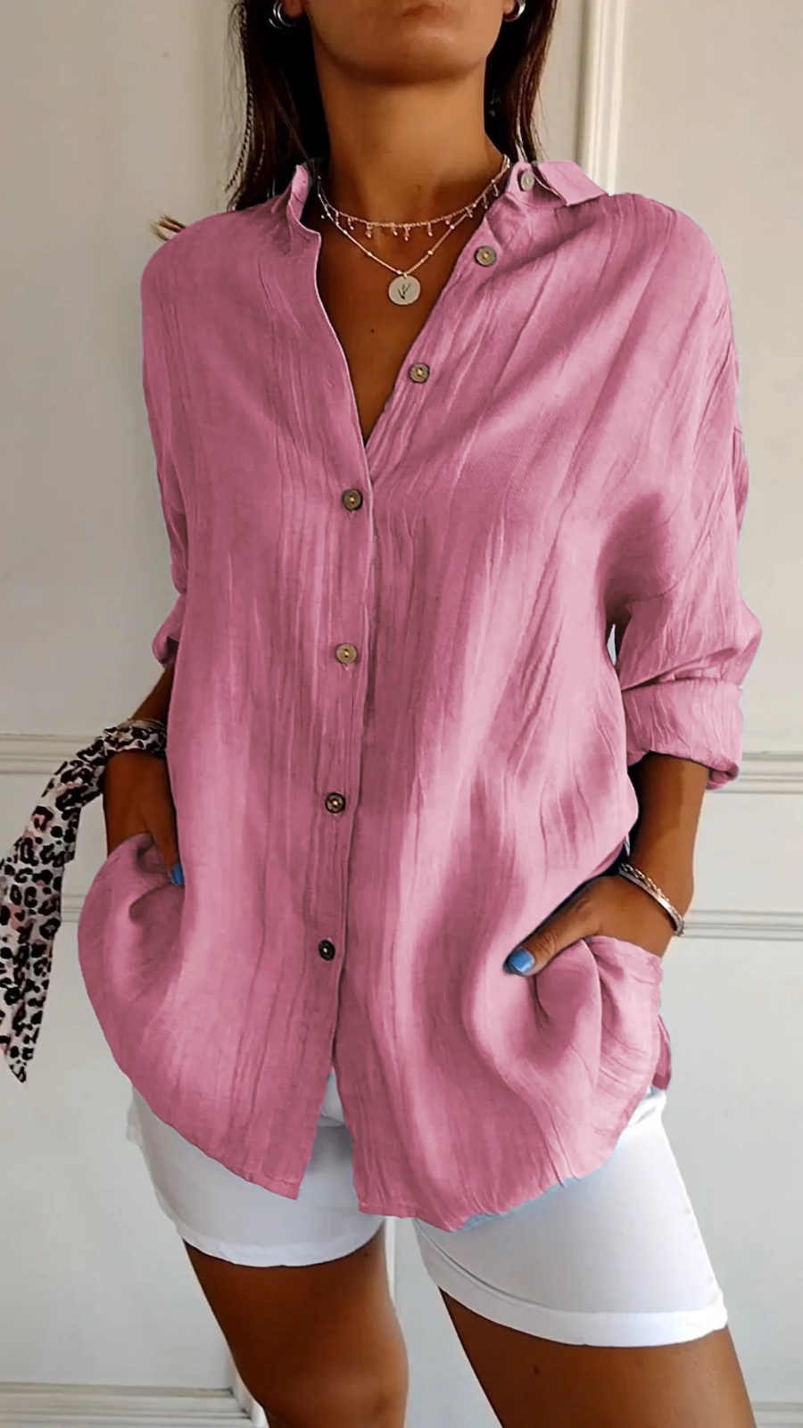 Mia | Relaxed Lightweight Linen Button-Down Shirt 2
