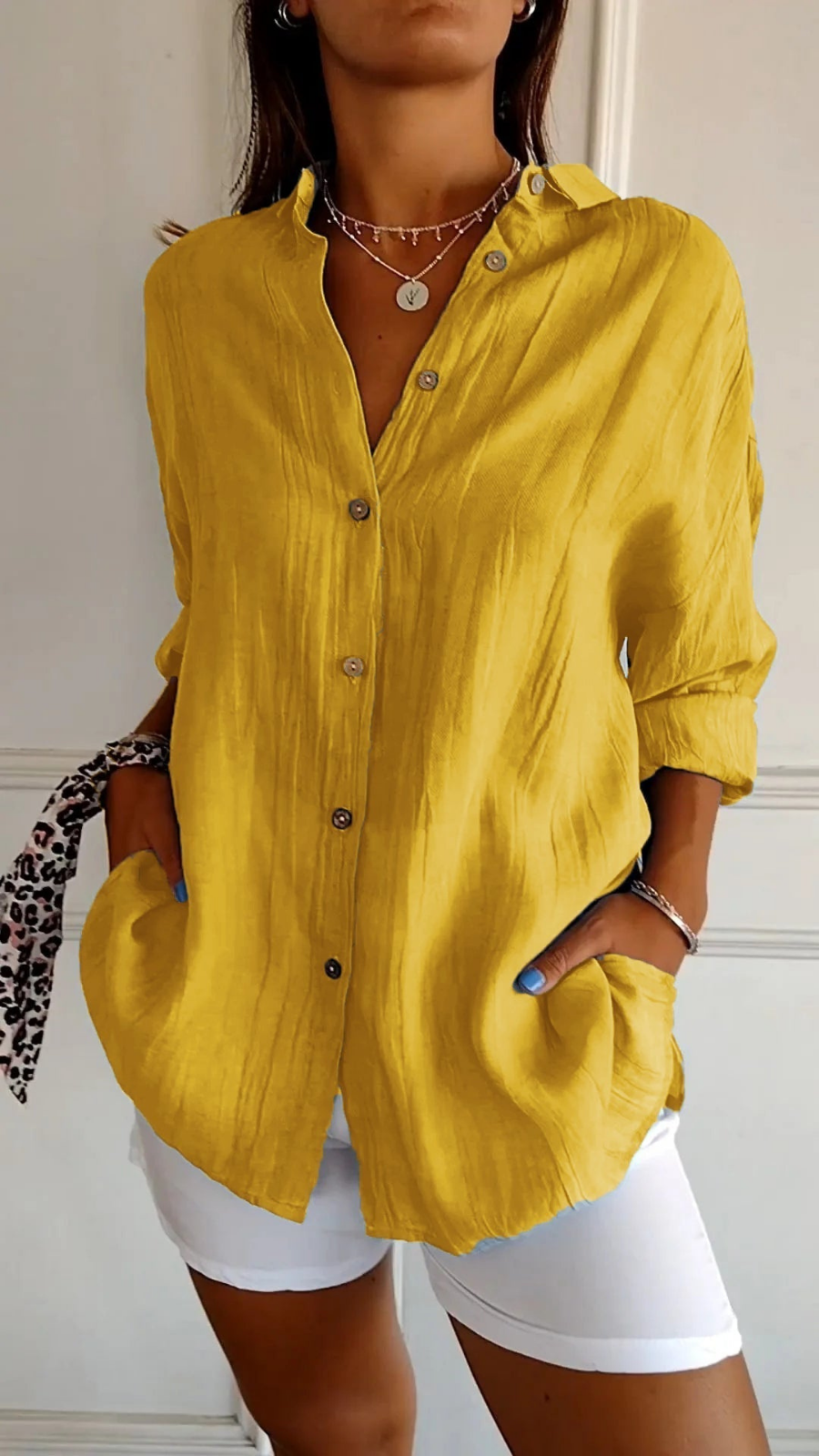 Mia | Relaxed Lightweight Linen Button-Down Shirt 3