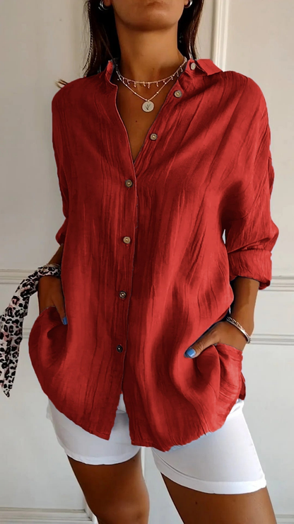 Mia | Relaxed Lightweight Linen Button-Down Shirt 6