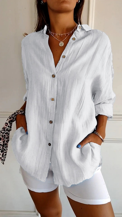 Mia | Relaxed Lightweight Linen Button-Down Shirt 9