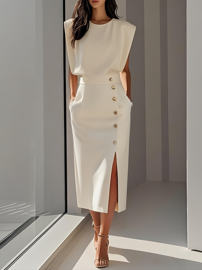 Mia | Sleek Elegant Summer Midi Dress 0