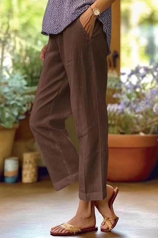 Mia | Stylish Cuffed Straight Leg Cropped Pants 1