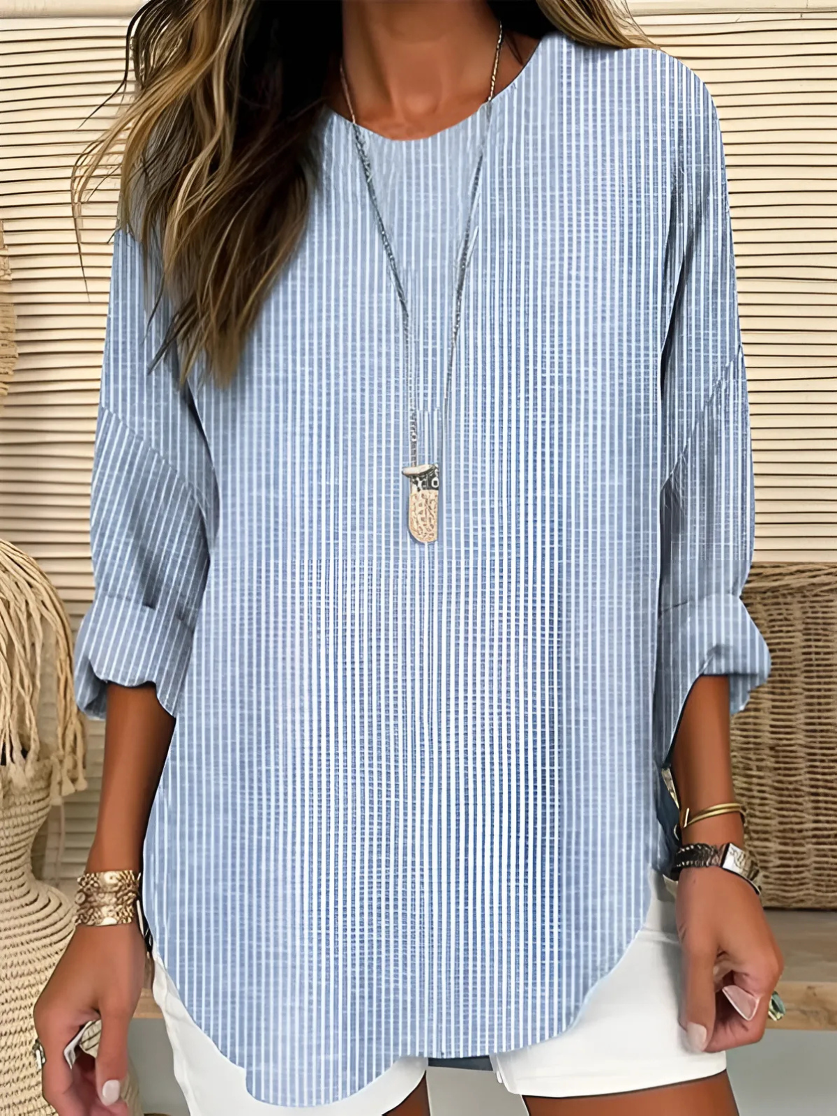Mia | Stylish Vertical Stripe Blouse for Women 0