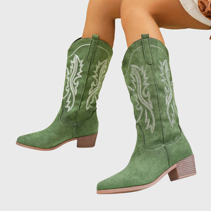Mira Cowgirl Boots for Women | Wide Calf, Embroidered Western Design 3